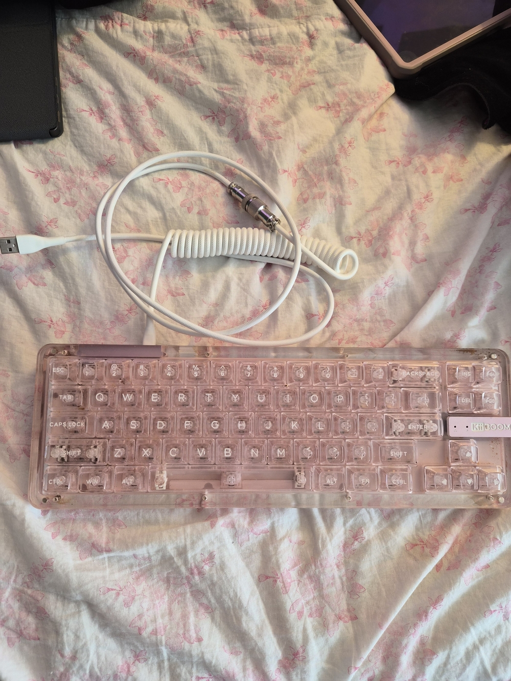 KII BOOMPink Transparent Mechanical Keyboard - Compact USB Wired